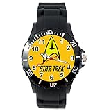 TAPORT® Unisex Uhr Analog Quarzwerk mit Silikon Armband Star Trek Rund Schwarz