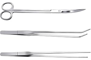 TOKANEIT Ensemble d'outils d'aquarium en acier inoxydable - Ciseaux et pincettes pour la taille des plantes et le nettoyage des réservoirs de poissons