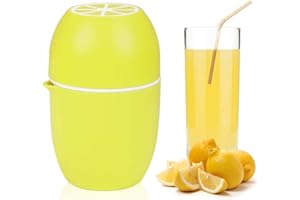 WISHSTAR Presse Agrume Manuel Presse Citron, Forme de Citron Presse Fruit Manuel à Double Usage, Pressoir a Fruit pour Citrons/Limes/Oranges/Orange/Pamplemousse - Jaune
