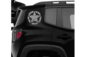 STICK-UP Kit Adesivi - 2 Pezzi Stella Militare Vintage fiancata Posteriore - 20x20 cm - Fuoristrada 4X4 Fiancate Cofano Jeep Renegade Suzuki Offroad Adesivi Stickers Fiancate AUT Decal (Argento)