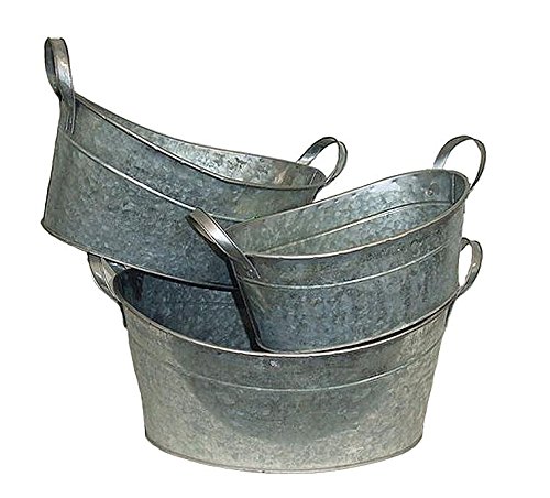 3er Set Zinkwanne Trog Wanne Pflanzwanne Blumenkübel