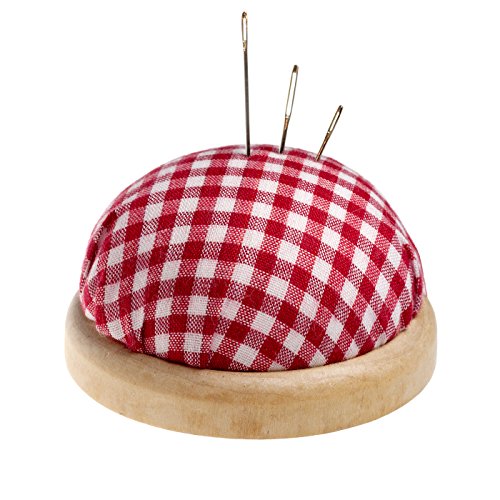 Tisch – Nadelkissen mit Holzumrandung in rot / weiß – kariert - 2