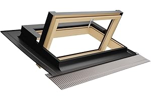 Emica - Finestra da tetto apertura Bilico in Alluminio | Linea Habitat con Vetrata basso emissivo Certificata CE | Interno Legno Abete Lamellare Prima Scelta | Apertura a 140° (114x70 Base x Altezza)