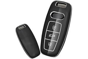 ontto Etui na kluczyki samochodowe pasuje do Audi A6L, A7, A8, Q8, E-tron, A4, C8, Q8, D5, E-tron S3, A3, e-tron, Sportback, Q7, 60, TFSI, TPU, silikonowe etui ochronne, brelok do kluczy, srebrny/czarny