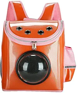 Emily Pets cat Carrier Backpack,Space Capsule Bubble Portable Pet Carrier for Small Dog Airline-Approved, Designed for Travel, Hiking, Walking & Outdoor Use(Orange)