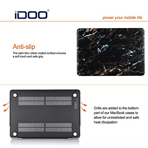 iDOO MacBook Schutzhülle / Hard Case Cover Laptop Hülle [Für 2016 MacBook Pro 13 Zoll mit/ohne Touch Bar und Touch ID: A1706 und A1708] – matt, Schwarzer Marmor (mit gold-blauer Masserung) - 3