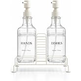 Busstier 2'li Stantlı Ekru Sıvı Sabunluk Seti, Mutfak ve Banyo İ&ccedil;in Tezgah &Uuml;st&uuml; Pompalı Sabun ve Deterjan Dispenseri, 500 ml 