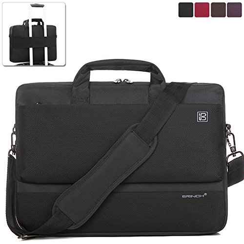 BRINCH 15,6 Zoll Nylon Gewebe leicht Laptoptasche Umhängetasche Business Tasche Schultertasche Henkeltasche mit Fronttasche und Trageriemen für 15 - 15,6 Zoll Laptop / Notebook / MacBook / Ultrabook / Chromebook / Tablet Computer,Schwarz