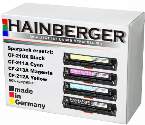 4x Hainberger Toner kompatibel zu HP CF 210X 211A 212A 213A 1x BK,C,M,Y-BK 2.400 S.,Color je 1.800
