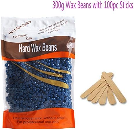 Sikenuo Hard Wax Beads Professional Solid Depilatory Hair Remover Hard Wax Beans Lavender Flavor , Granules Hot Film Wax Bead For Men Women Grain Body Hair Removal 10 Ounce With 100pc free Wax Spatulas (Purple)