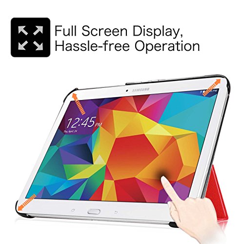 Fintie Samsung Galaxy Tab 4 10.1 Hülle Case – Ultra Schlank Superleicht Ständer Smart Shell Cover Schutzhülle Etui Tasche mit Auto Schlaf / Wach Funktion für Samsung Galaxy Tab 4 10.1 SM-T530 SM-T535 (nicht geeignet für Samsung Galaxy Tab 3 10.1), Rot - 8