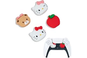 Kuitmor Lot de 4 capuchons en silicone pour manette de Playstation 5, compatibles avec manette Switch Pro et PS4 PS5, Hello Cat