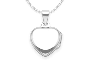 Heather Needham Silver 925 Sterling Silver Children's Heart Locket Necklace on 15 inch silver chain - SIZE: 13mm plus top. Gift boxed 8013/15/HNbox
