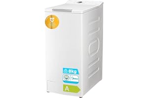 Midea Lavadora Carga Superior 8kg de 1300 RPM - Lavadoras con 15 programas y diseño ultra slim - Maquina de lavar ropa de libre instalación con Función de vapor, Lavado Rapido y Modo ECO