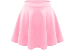 janisramone Kids Girls Children New Plain Flippy Flared High Waistband Stretch Short Mini Skater Skirts