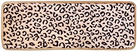Yinbei Polyester Print Floor Mat Area Rug Non-Slip Plush Carpet Stair Treads Rugs - Leopard 25.6"x9.8"
