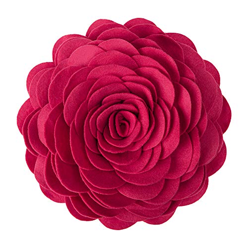 KINGROSE Hecho a mano Flores de rosa en 3D decorativo redondo Cojín Regalos casa Cama sala de estar Sofá Silla Hotel automóvil Decoración Fundas de almohada con relleno 14 Pulgadas / 35 CM