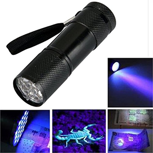 Xmansky 9ultra bright LEDs Mini Aluminium UV ULTRA VIOLETT 9 LED TASCHENLAMPE SCHWARZ LICHT Fackel Licht Lampe - 4