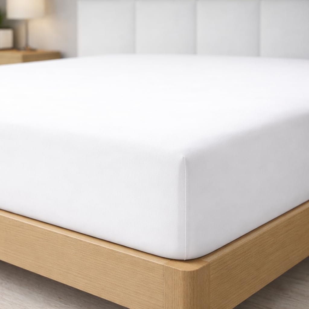 Degrees Home Collection - Sábana Bajera Ajustable 150x190x33 cm - Microfibra de poliéster, Calidad Oeko Tex sin tóxicos, Super Suave - Blanco