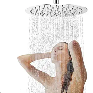 PESCA Super Heavy Series R/N Stainless Steel 10 Inch Shower, Silver, Hi-gloss Mirror Polish Finish