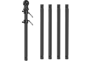 SOONHUA Mât de drapeau pour jardin, 5 sections en acier inoxydable lourd sans nœuds, longueur réglable et antirouille pour extérieur, maison, jardin, cour, toit, murs, 1,8 m