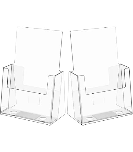 Helit Table Brochure Holder – 4-Pocket DIN A5 Portrait Stand, Clear Acrylic - View #3