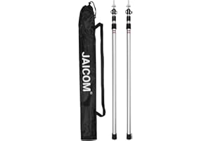 JAICOM Asta telescopica per tenda tarp, asta da 95 – 230 cm, asta regolabile in alluminio, 2 pezzi, adatta per esterni, tende, teloni