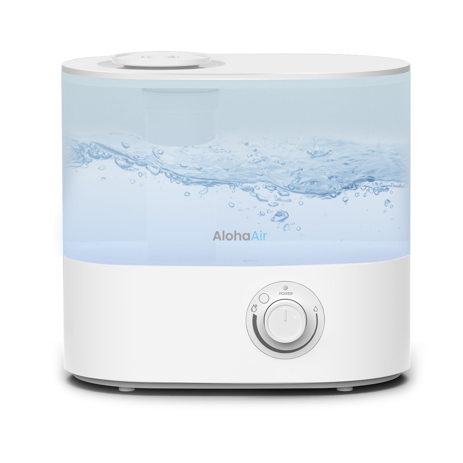 AlohaAir Humidifiers for Room, Cool Mist Top Fill Essential Oil Diffuser, 4L Humidifier for Home, Bedroom, Baby, and Plants, 7 Color Lights, Quiet, 360Â° Nozzle, Auto Shut-Off, (White)