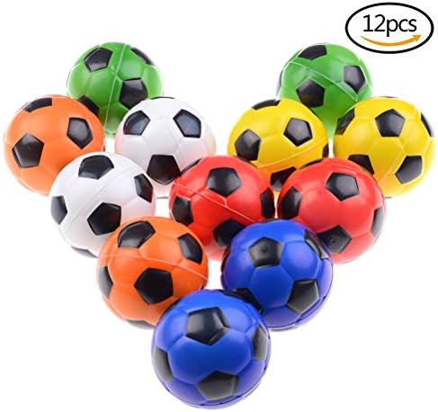 EdaEve 12 PCS Stress Ball – 6 Colours Soccer Squeeze Squishy Balls Stress Relief Toys, Party Favors (2.5” Diameter)