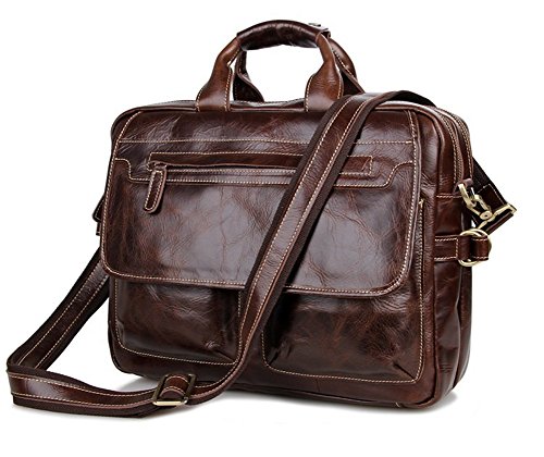 Preisvergleich Produktbild BAIGIO Herren Handtasche Laptoptasche Businesstasche Collegetasche ledertasche Schultertasche Studententasche Umhängetasche aus eschtem Leder Groß Praktisch Tasche, dunkelbraun