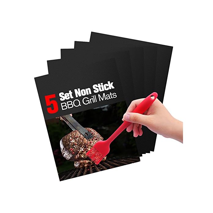 Bbq Grillmatte 5er Set Irainy Antihaft Barbecue Grill Matten W 1 Silikon Basting Brush Fr Gas Kohle Ofen Elektrogrill Bis 260cfda Zulassung