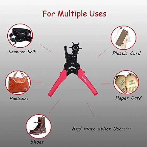 ohuhu® Präzise & Spitz Gürtel Leder Locher rund/Gürtel Puncher/, Lochzange/Zange Locher, Einstellen Gürtel/Tasche von Lochen zusätzliche Loch der Ort notwendig, 2.0 mm – 4.5 mm - 7