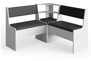 Vicco Dining room corner bench Roman, White/Anthracite, 120 x 120 cm Without table