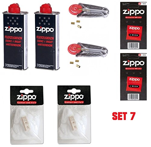 GWS-Powercell® ORIGINAL ZIPPO Nachfüll-Komponenten Benzin+Flints+Docht SET´s (SET 7)