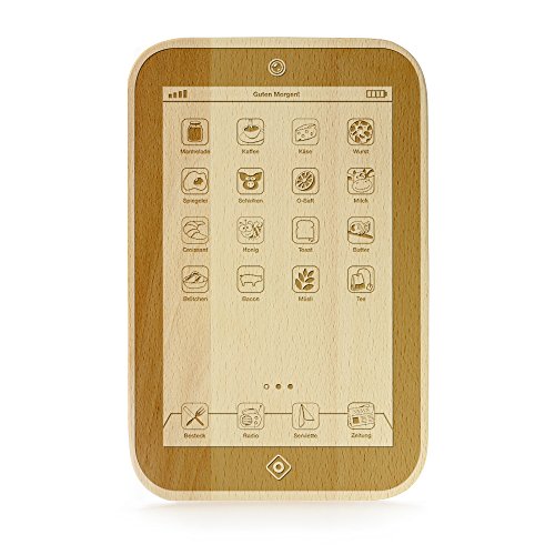 FrühstücksPad mit Gravur – Personalisiert mit [Namen] – Frühstüksbrettchen im Tablet-Look – Küchenbrett aus Buchenholz – 23 cm x 15 cm x 1 cm - 2