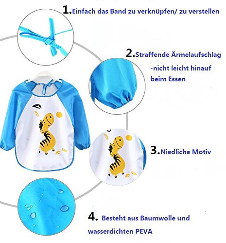 WeiterVor 3-Pack Wasserdicht Babylätzchen Langarmlätzchen Auffangschutz 1-3 Jahre - 2