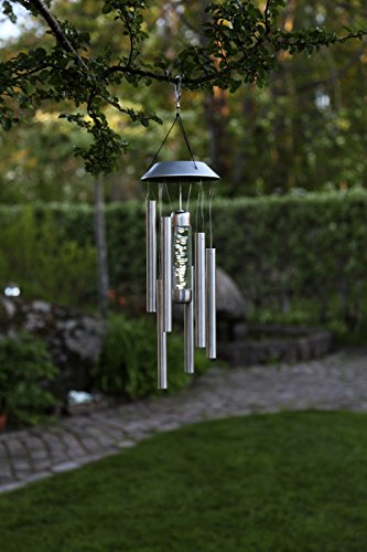 LED-Solar-Windspiel, Edelstahl 1 warm white LED, ca. 35 cm x 13 cm mit Solarpanel, incl. Akku, Outdoor - 2