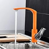 Einfache Küchenarmatur Heiße und Kalte Wasserhahn Küchenschale Wasser Waschbecken Schwarz (Farbe : The Orange)