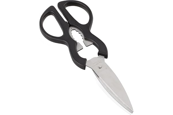 Leifheit Ciseaux de ménage ProLine, Ciseaux de cuisine aux lames tranchantes et poignées ergonomiques, Ciseaux multiusage 25 cm, Ciseaux multifonction avec casse-noix, ouvre-couvercle et décapsuleur
