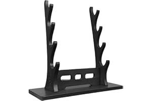 FGBETCV Flötenständer aus Holz, für Flöten, Schwert, Schreibtischhalter, mehrstöckiger Ständer zum Sammeln von Flöten und Scheiden, robuster Holzhalter für Musikzimmer (Schwarz, 4 Etagen)