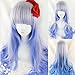 Produktbild HUPLUE 80 cm Cosplay Perücke Lang Gelockt Perücke Silber Grau Farbverlauf Blau Anime Perücke Kostüm Masquerade Perücken