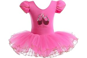 Lito Angels Vestito Tutu Ballerina Bambina, Body Gonnellino Danza Classica Balletto Taglia 2-8 Anni, Manica Corta, Rosa