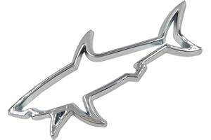 WOO LANDO 3D Autoaufkleber Haifisch - wetterfester Metall-Sticker in Chrome Optik - Emblem für Auto und Motorrad (Silber)