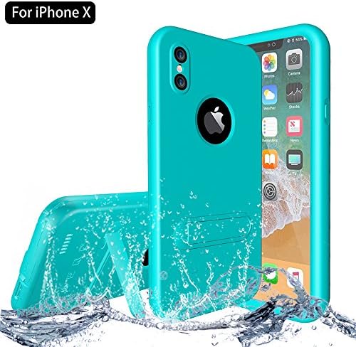 iPhone X case, iPhone X Waterproof case, NewTsie Full-body Protective Shockproof Snowproof Dustproof Dirtproof with Built-in Screen Protector Case Cover for Apple iPhone X / iPhone 10 [Kickstand Feature] (P-Blue)