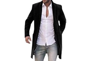 BAIXIAOCHI Chaqueta Cortavientos De OtoñO E Invierno Para Hombre Abrigo De Longitud Media Con Solapa Informal Lana