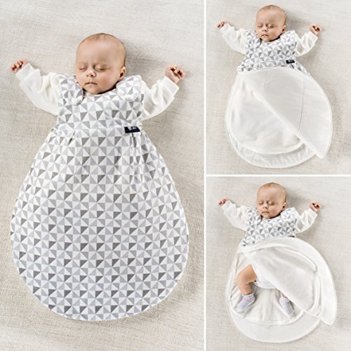 Alvi Baby Mäxchen Original / Ganzjahres Baby-Schlafsack – 3-tlg. mit gefüttertem Außensack und 2 Innensäcken mit Ärmeln / mitwachsend / Birnenform – Silber Grau - 5