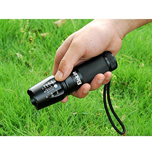 Elekin Taschenlampe LED Cree XM-L T6, Wasserdicht, 5 Leuchtmodi, Inklusive 18650 Batterie und Ladeeinrichtung - 6