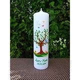 Taufkerze mit Lebensbaum - inkl. Beschriftung von Babyprince - handgearbeitete Wachsverzierungen - !!! keine Folie !!!