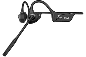 Giveet Bluetooth 5.3 Headset w/Dual DSP Noise Canceling Microphone, Long 16H Wireless Headset w/Mute for Cellphone PC Computer, Open Ear aptx LL/HD Headphones, Comfort for Office Meeting Home Working