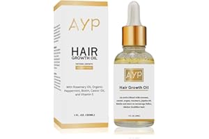 AYP DISTRIBUTION Hair Growth Serum with Organic Oils, Rosemary, Castor, Argan, Avocado, Coconut & Jojoba, Biotin for Thickening & Loss Prevention